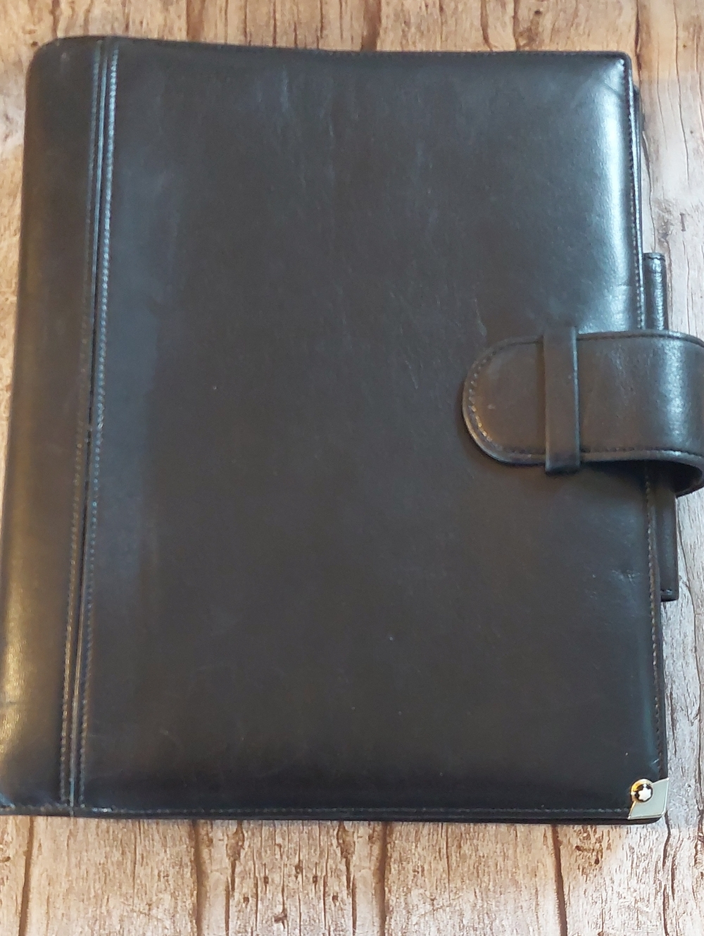 Montblanc Black Leather Filofax/ Organizer Platinum Corner Logo 8" X 10", Used